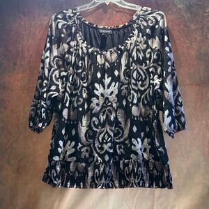 Womens plus size peasant black top size 3X INC brand‎